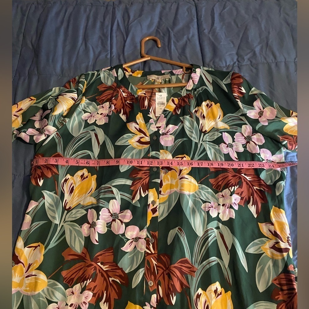 Loft Fit & Flare Dress Women Plus Size Multi Floral V Neck Button Drawstring XXL - Picture 3 of 15